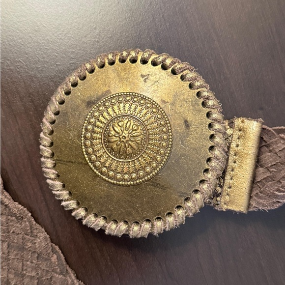 Vintage Boho Wide Stretch Belt Gold Medallion Disc Braided Waist Belt Statement - Picture 4 of 8